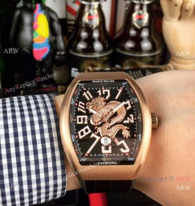 Replica Franck Muller Vanguard Dragon King Watch Rose Gold 54mm